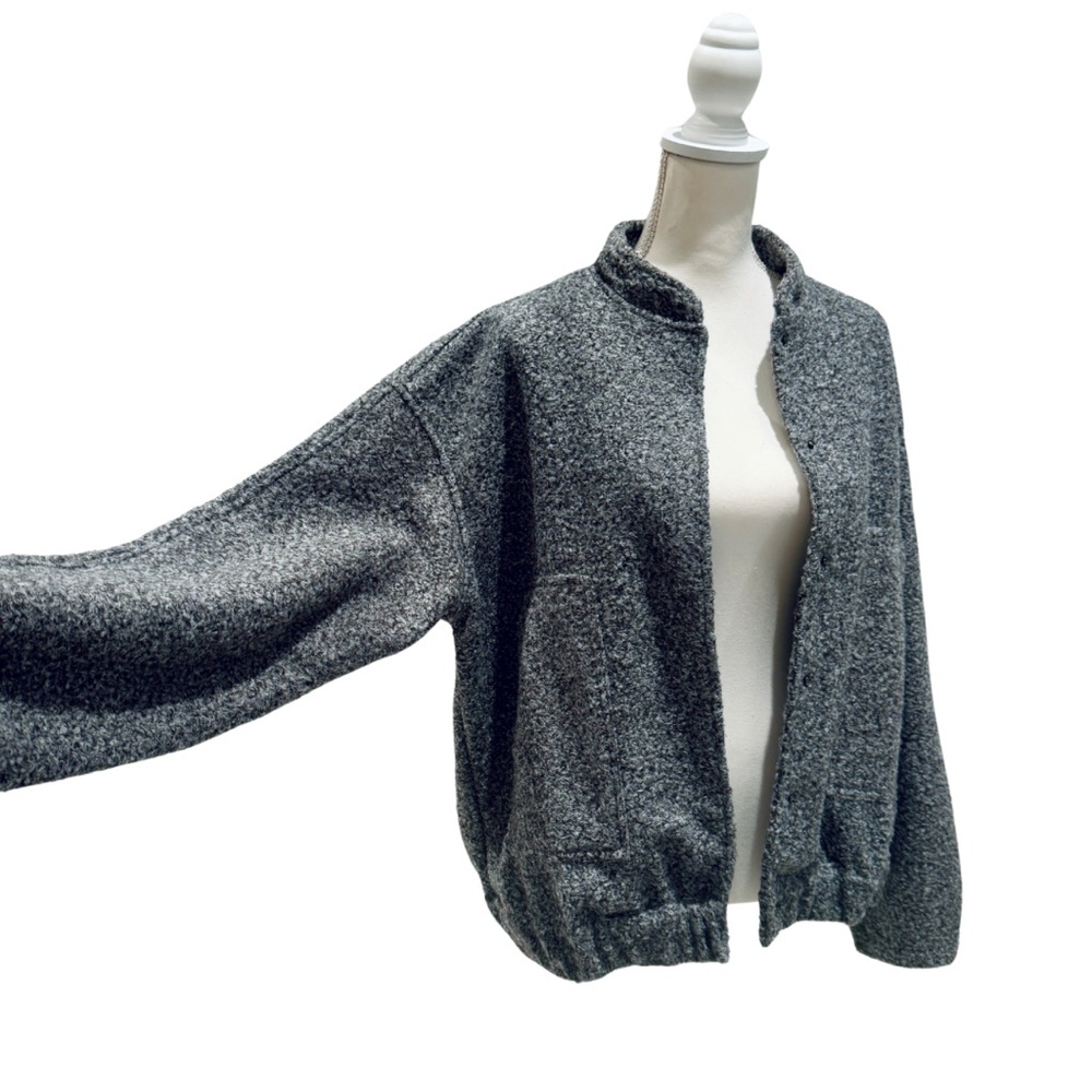 NWOT Women’s Oversized Bomber Jacket | Dark Gray Button Down + Pockets (L) - Picture 4 of 14
